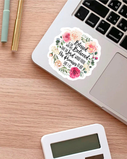 Blessed Is She Who Has Believed sticker, luke 1:45 – view 3