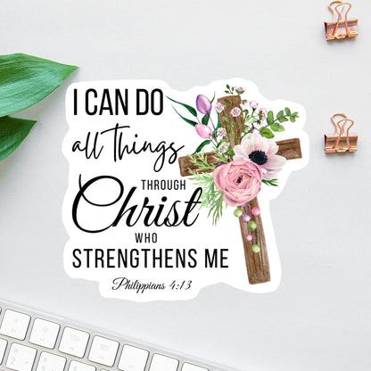 Jesus sticker, all things through christ