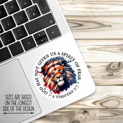 God Has Not Given Us a Spirit of Fear sticker, patriotic lion – view 2