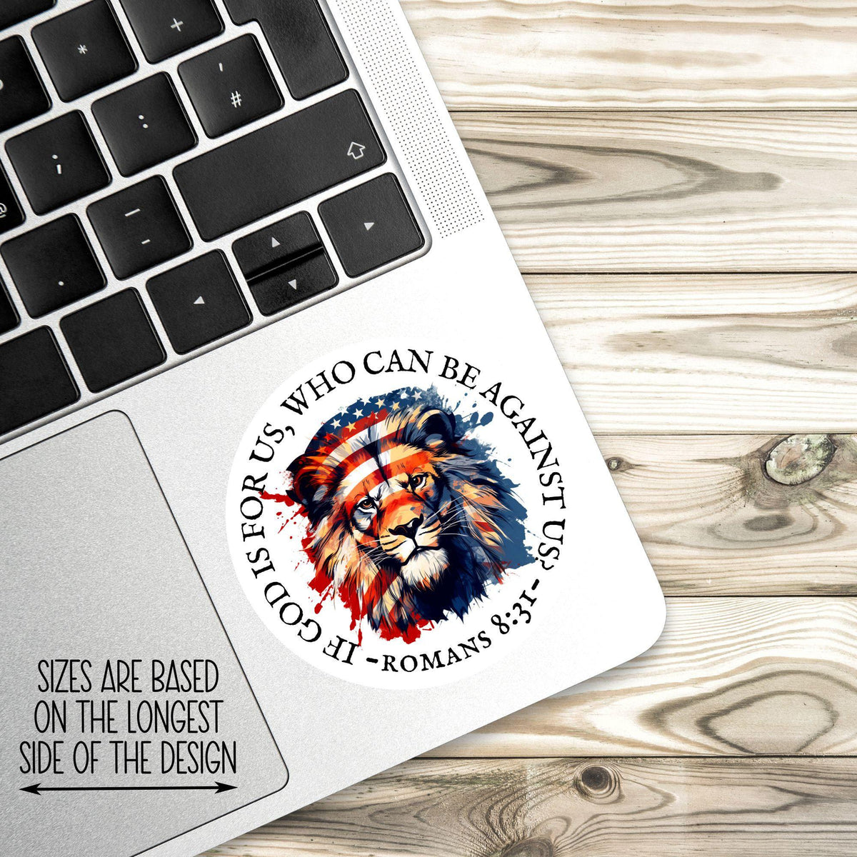 If God Is for Us sticker, patriotic lion – view 3