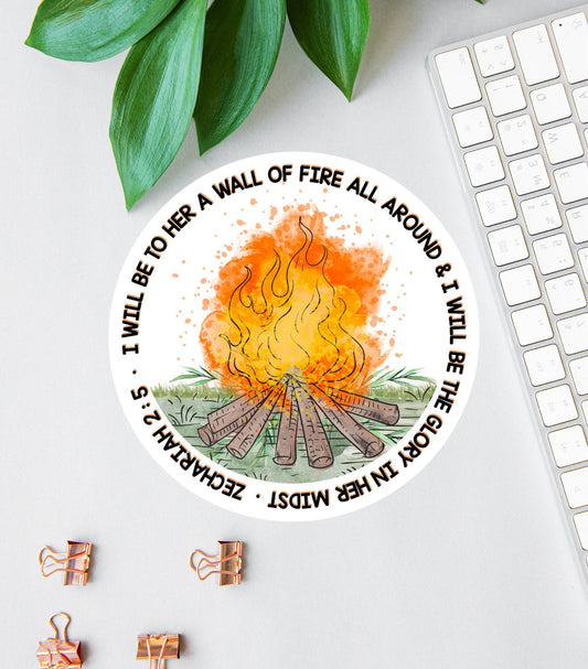 I Will Be Her Wall of Fire sticker, bible verse for women