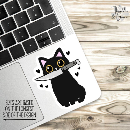 Funny Cat with Knife sticker, halloween cat – view 2