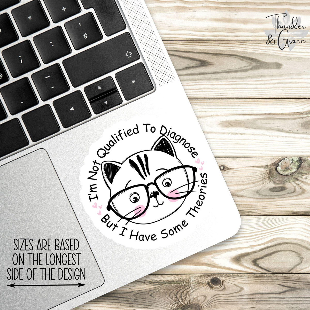 I'm Not Qualified to Diagnose sticker, cat with glasses – view 2