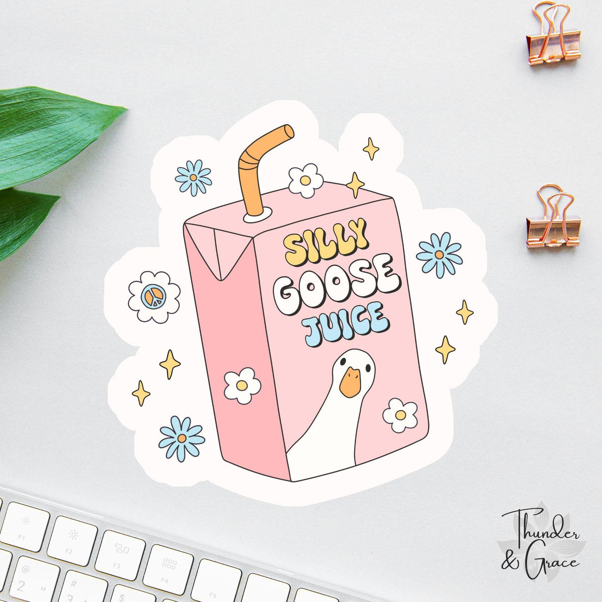 Silly Goose Juice sticker, retro groovy