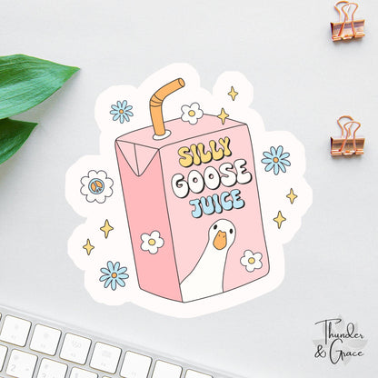 Silly Goose Juice sticker, retro groovy
