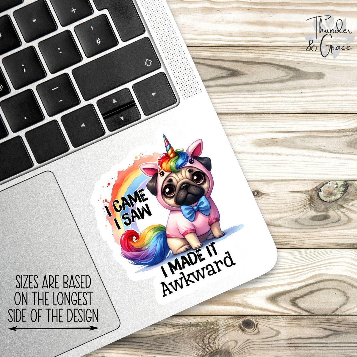 Funny Anxiety sticker, rainbow unicorn dog – view 2