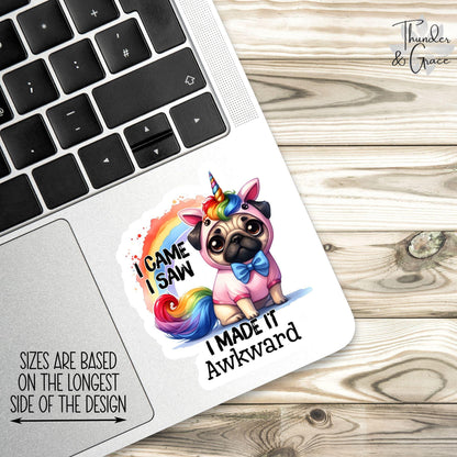 Funny Anxiety sticker, rainbow unicorn dog – view 2