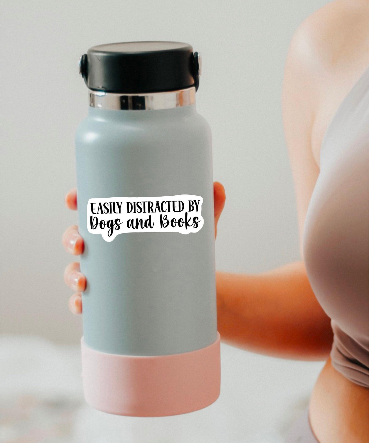 Easily Distracted by Dogs and Books sticker, dog mom – view 2