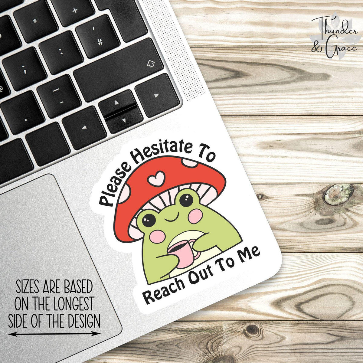 Please Hesitate to Reach Out to Me sticker, retro frog coffee lover – view 2