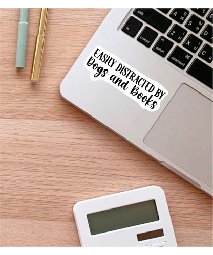 Easily Distracted by Dogs and Books sticker, dog mom – view 3