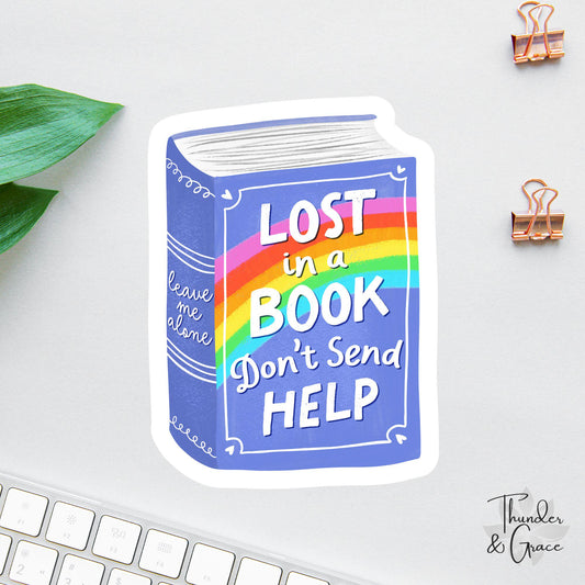 Lost in a Book Don't Send Help sticker