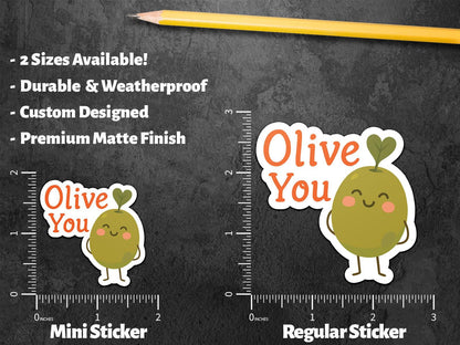 Olive You sticker, cute olive i love you pun – view 2