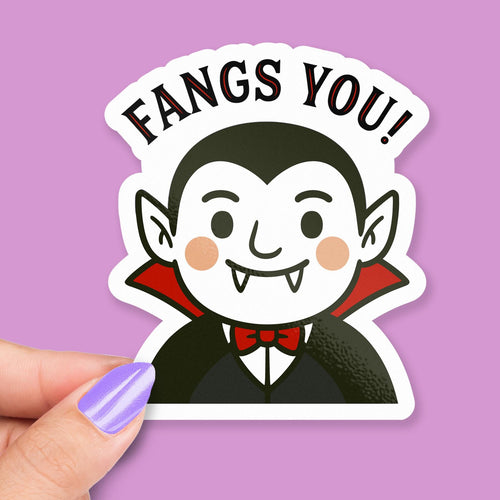 Vampire Thank You sticker, fangs you
