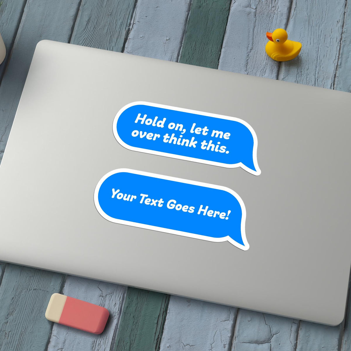 Custom Blue Text sticker, personalized name or phrase in bold blue style – view 3