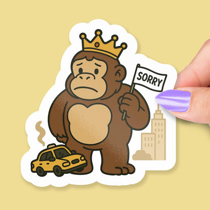 Sorry sticker, funny gorilla breaking car