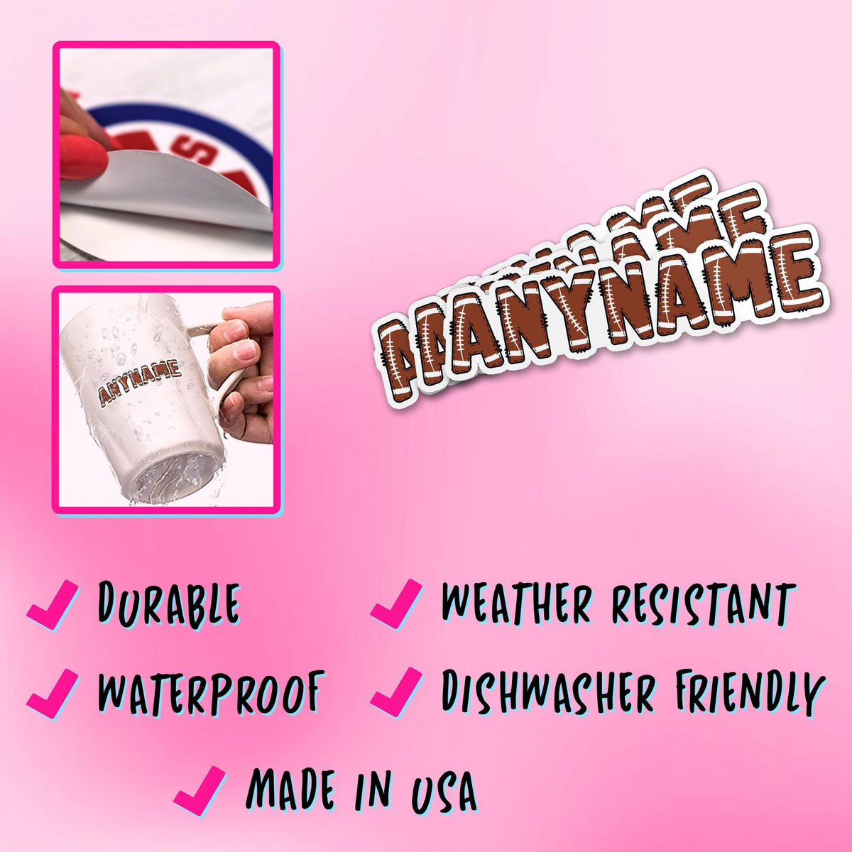 Custom football team player sticker with a name – view 2