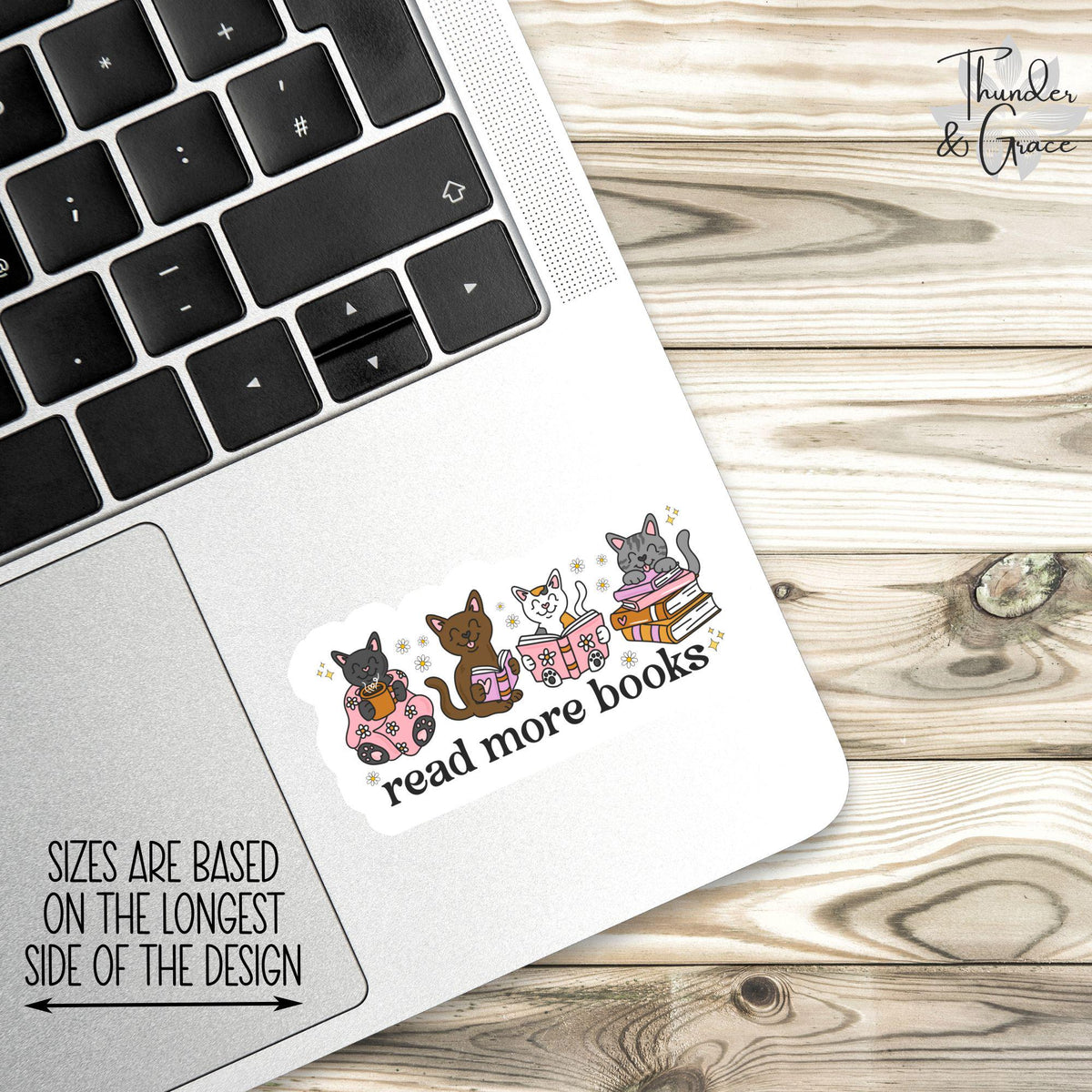 Read More Books sticker, easily distracted by cats and books – view 3