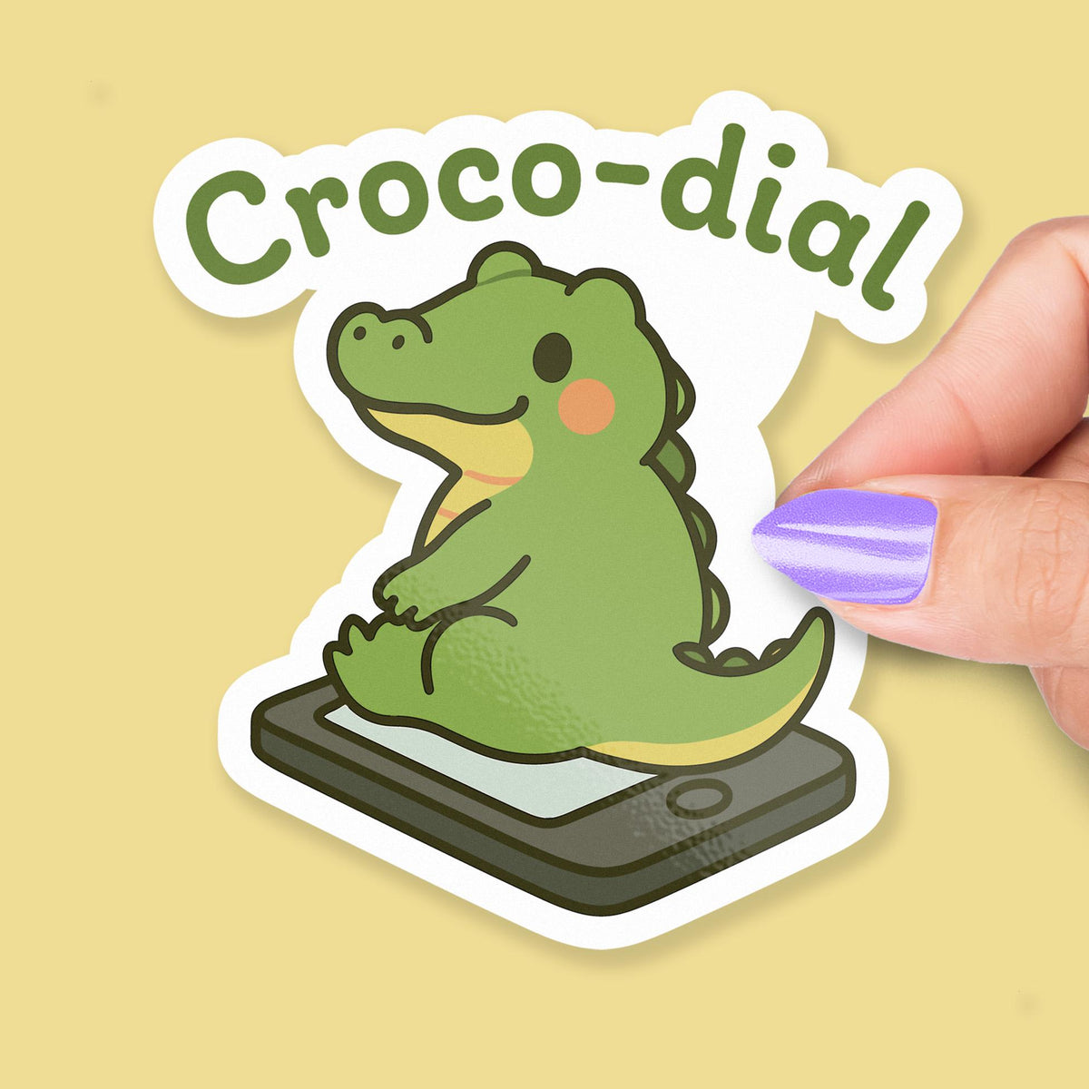 Croco-Dial sticker, cute crocodile sitting on phone – view 2