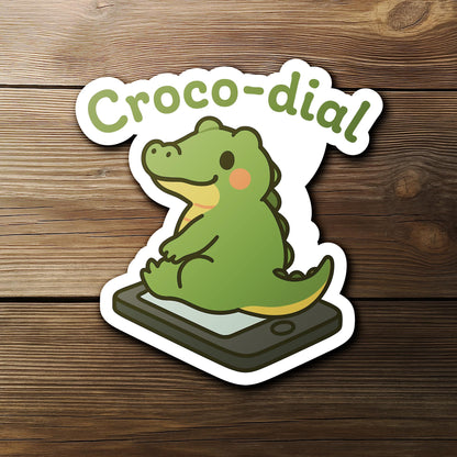 Croco-Dial sticker, cute crocodile sitting on phone