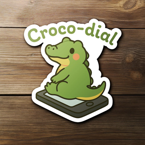 Croco-Dial sticker, cute crocodile sitting on phone