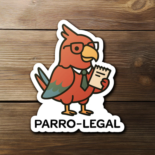 Parrolegal sticker, parrot paralegal assistant pun