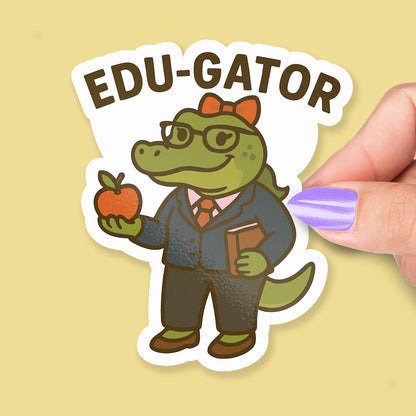 Edugator Educator sticker, female alligator teacher pun – view 2