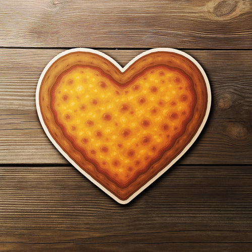 Heart Pizza sticker, cute cheese pizza love pun