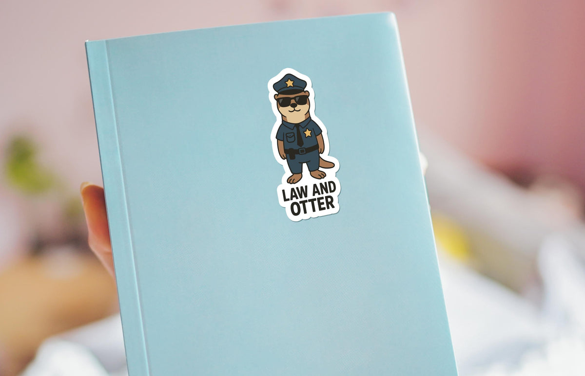 Law and Otter sticker, cute otter cop pun – view 4