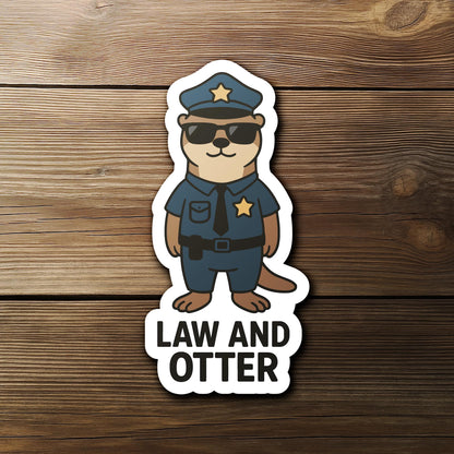 Law and Otter sticker, cute otter cop pun