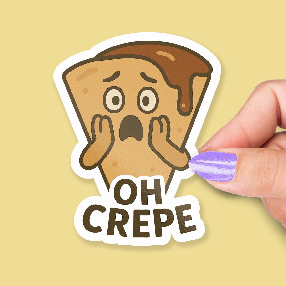 Oh Crepe ! Oh Crap! Funny Food Pun sticker, cute dessert humor – view 2
