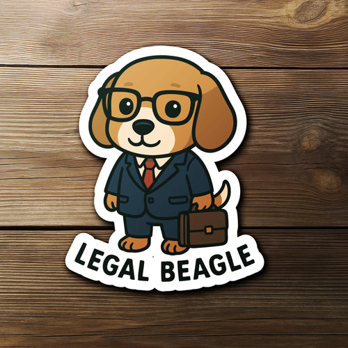 Legal Beagle sticker, cute beagle lawyer pun