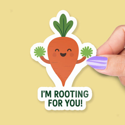 I’m Rooting for You sticker, cute cheering carrot pun – view 2