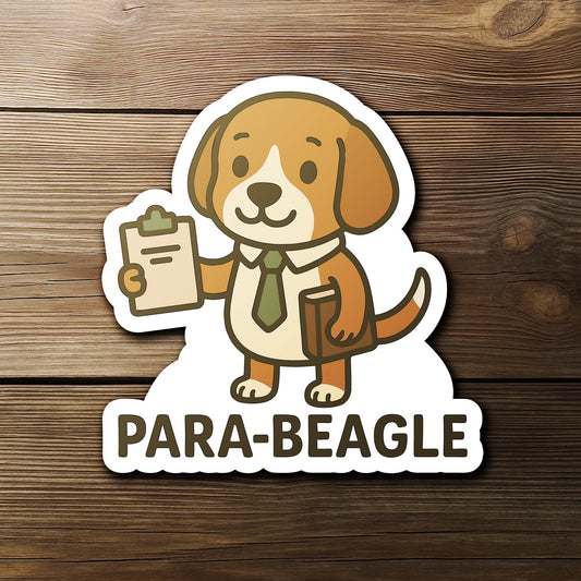 Para-Beagle sticker, funny beagle paralegal pun