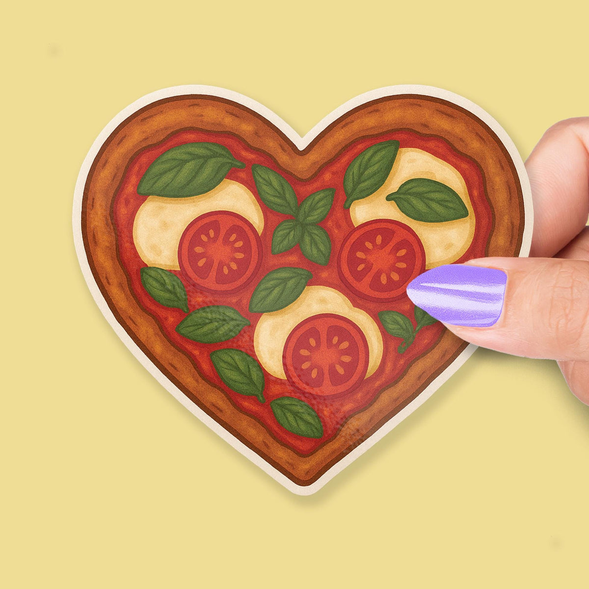 Margherita Heart Pizza sticker, cute tomato basil mozzarella pun – view 2