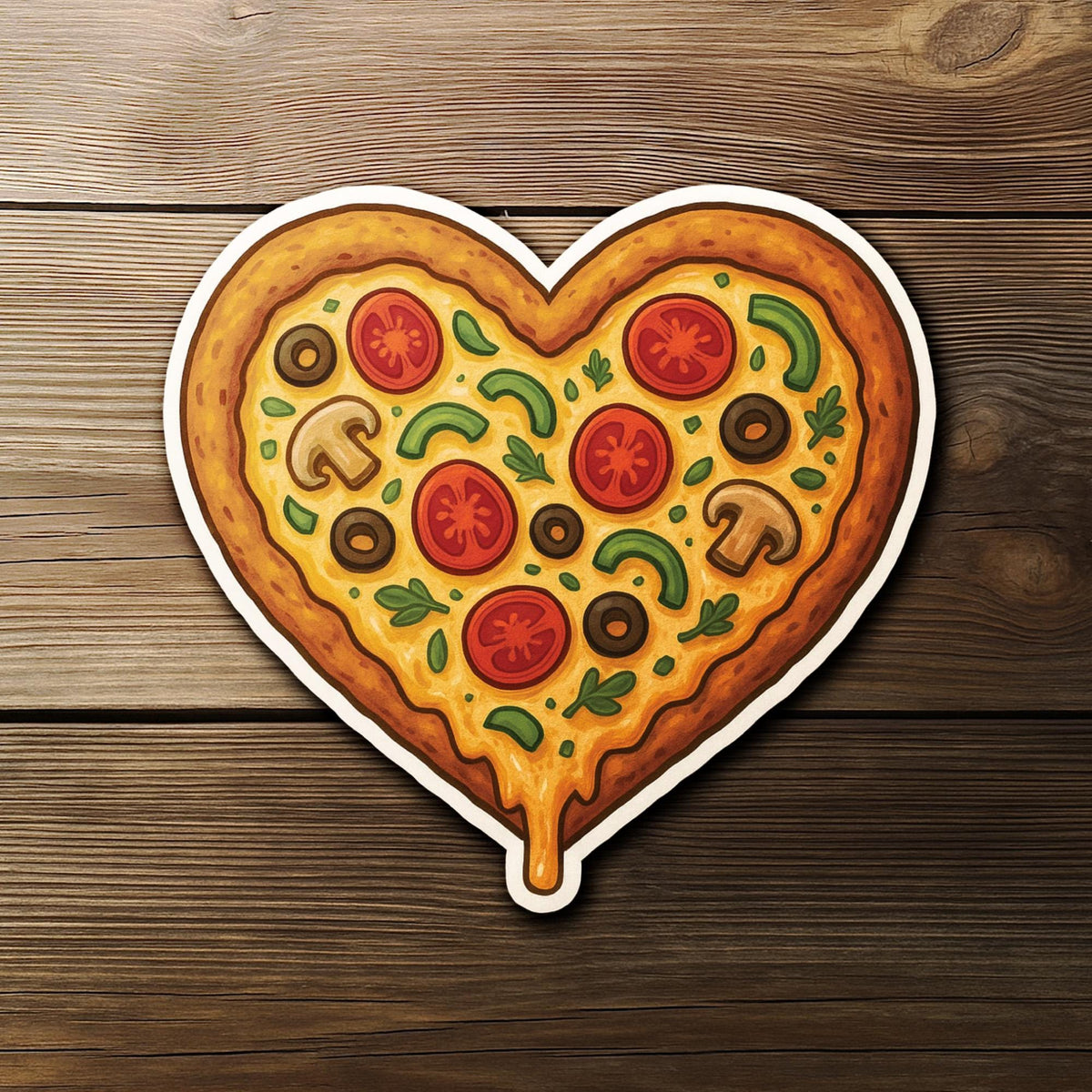 Veggie Heart Pizza sticker, cute vegetarian food pun