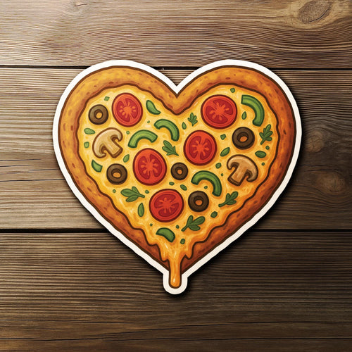 Veggie Heart Pizza sticker, cute vegetarian food pun