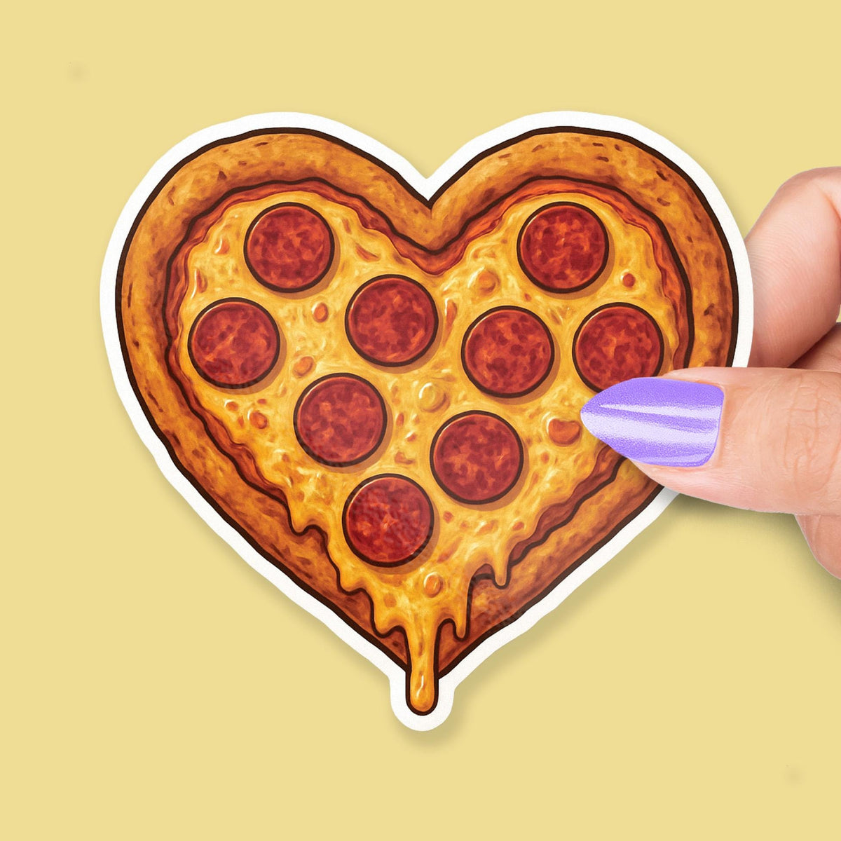 Pepperoni Heart Pizza sticker, cute foodie pun – view 2