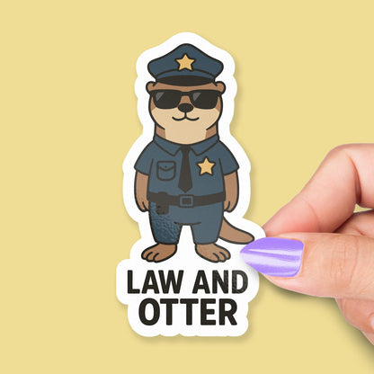Law and Otter sticker, cute otter cop pun – view 2