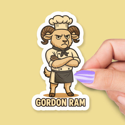 Gordon Ram sticker, angry ram chef pun – view 2