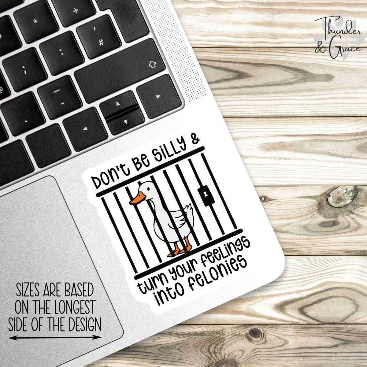 Don't Be Silly and Turn Your Feelings Into Felonies sticker – view 2
