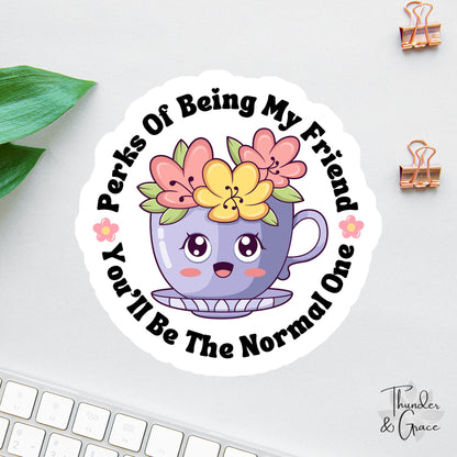 Perks to Being My Friend sticker, sarcastic coffee lover