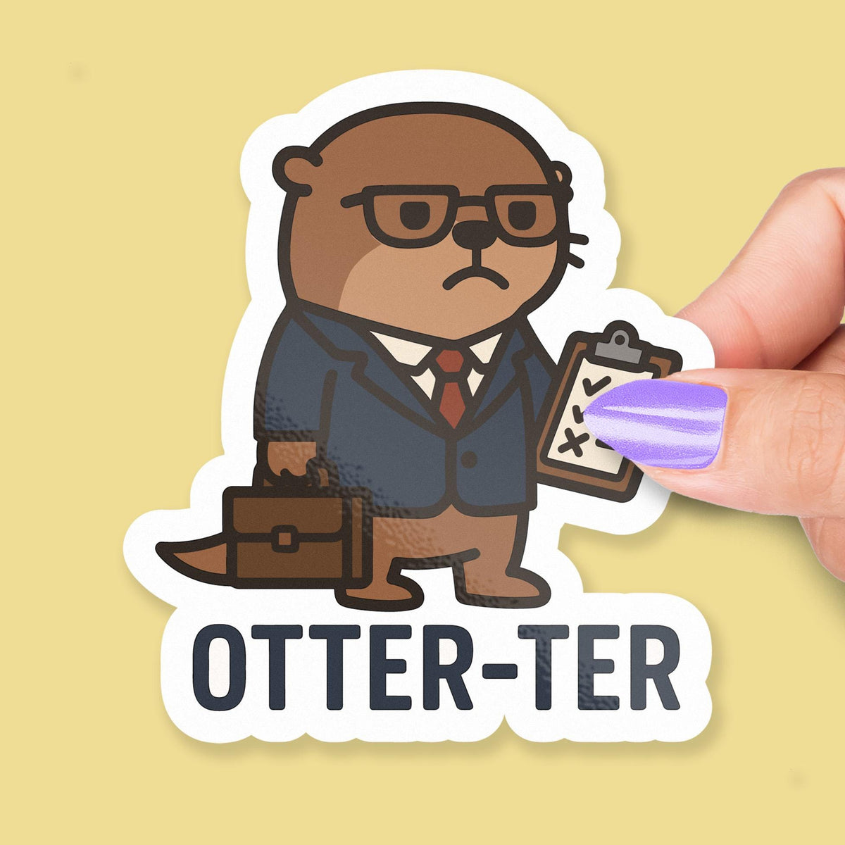 Otter-Ter Auditor sticker, cute otter with clipboard – view 2