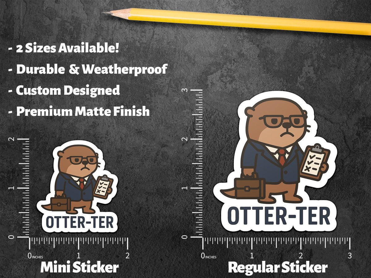 Otter-Ter Auditor sticker, cute otter with clipboard – view 3