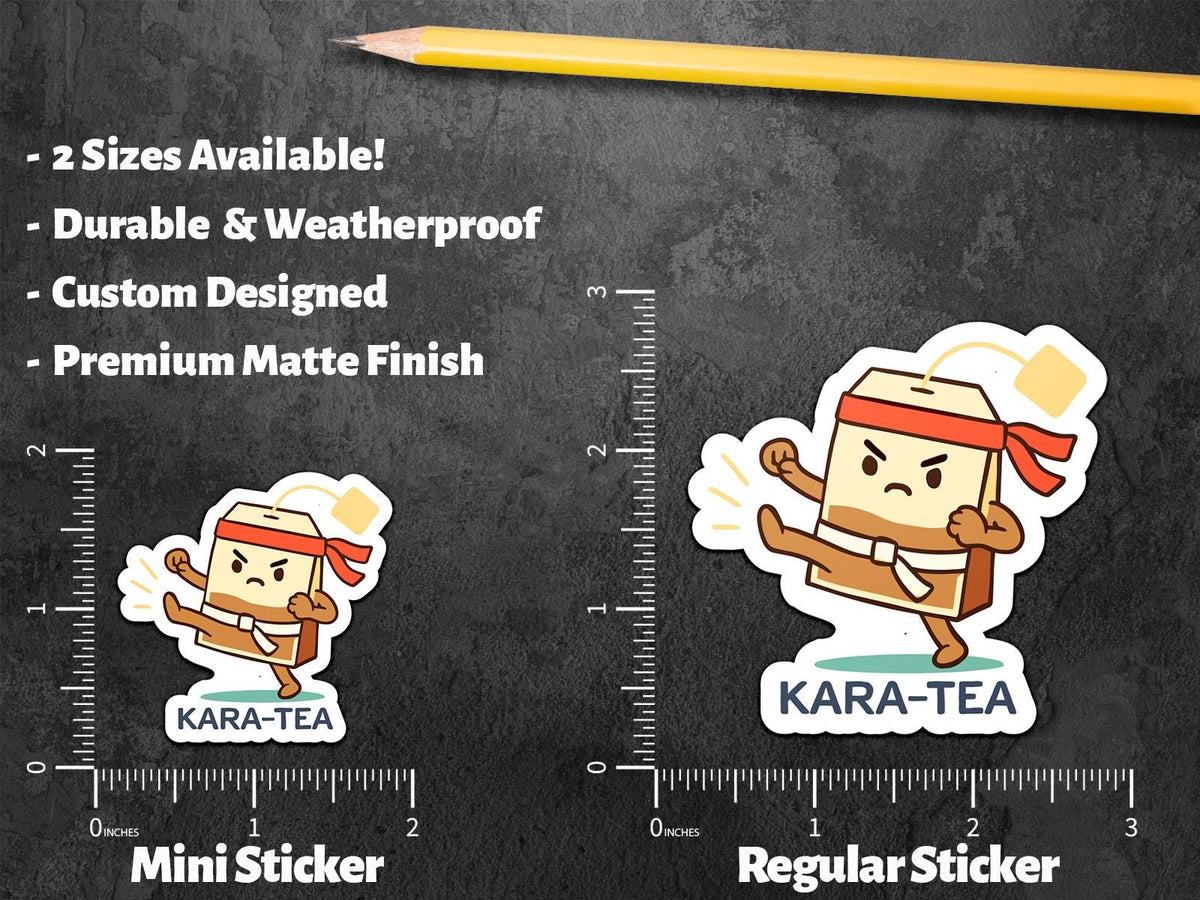Kara-Tea sticker, funny tea pun with karate teabag – view 3