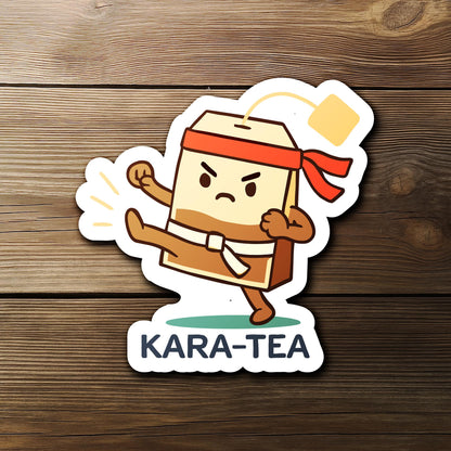 Kara-Tea sticker, funny tea pun with karate teabag – view 2