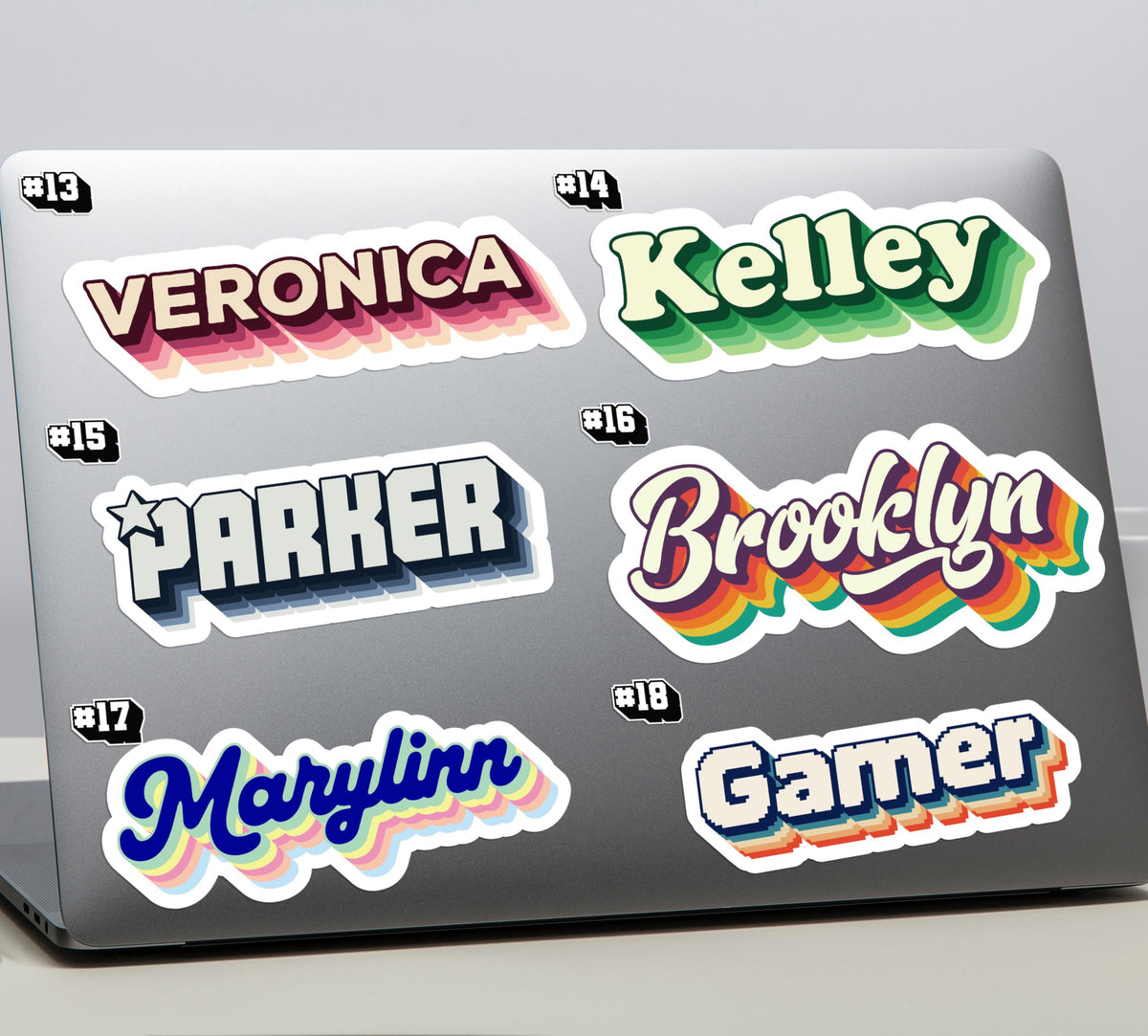 Custom Retro Name sticker – view 3