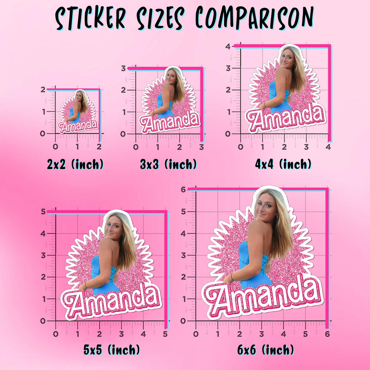 Custom aesthetic face photo sticker with a name – view 2