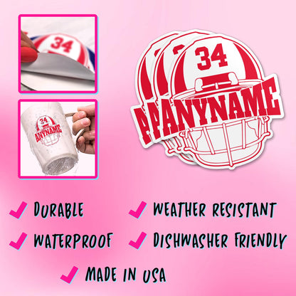 Custom checkered football mama sticker with a name and number – view 4