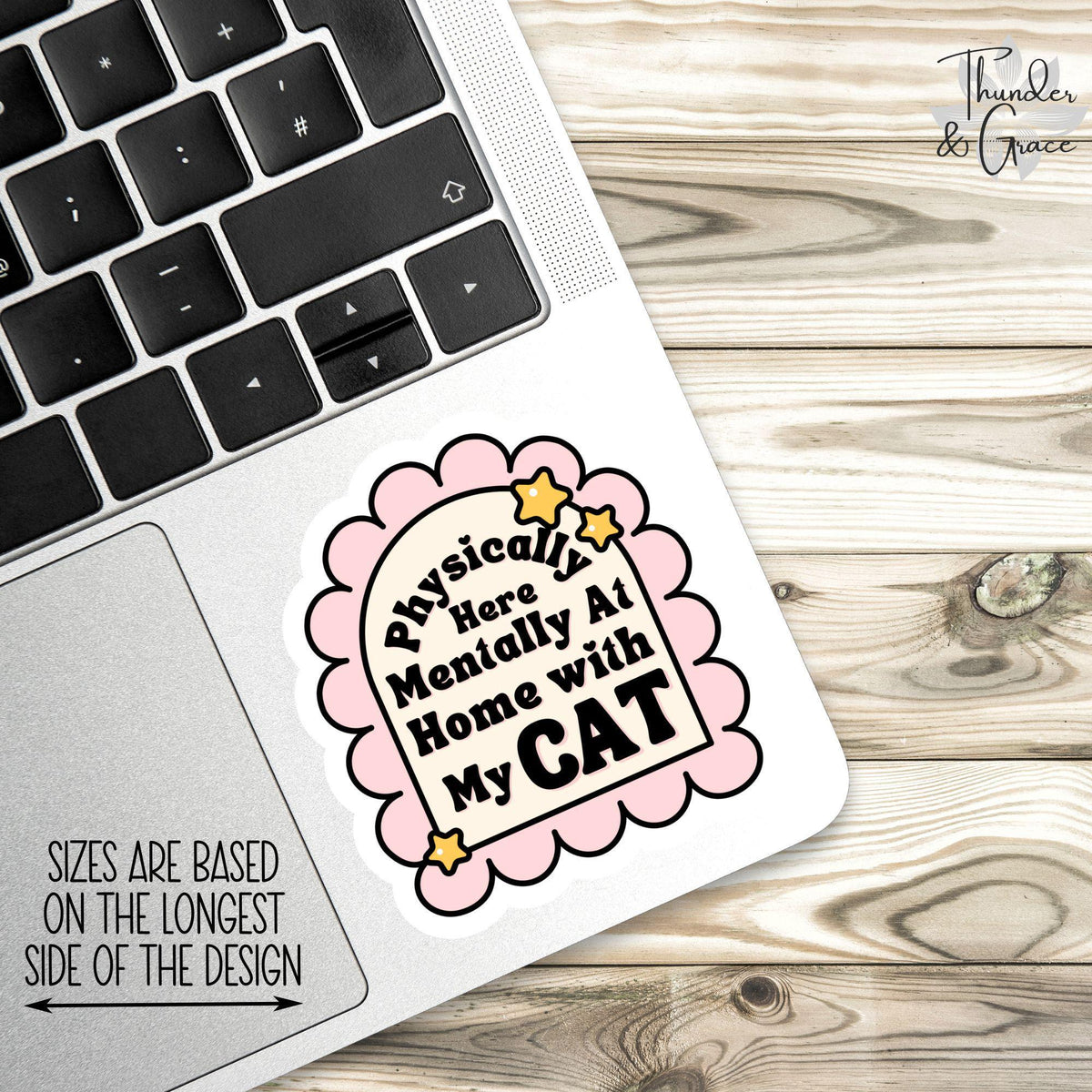 Physically Here sticker, emotional support cat – view 2