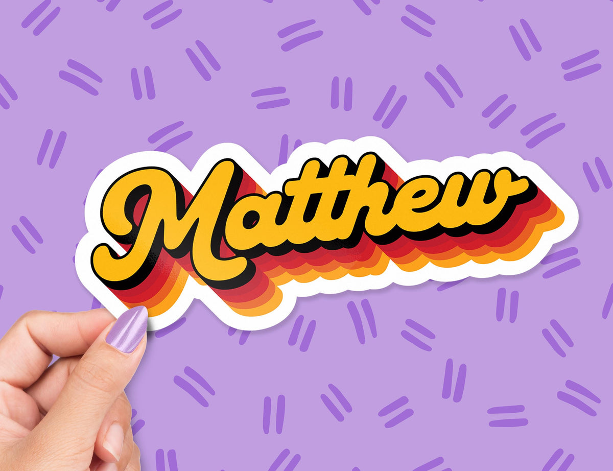 Custom Retro Script Name sticker, 70s style name label – view 4